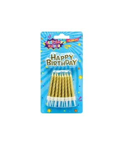 Gold Candles With Holder 16pk