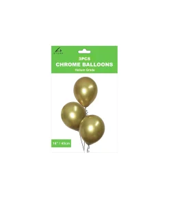 Gold Chrome Latex Balloons 18inch 3pk