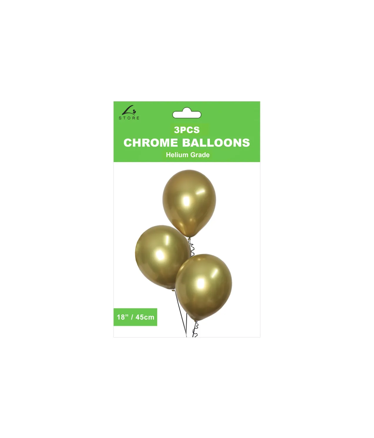 Gold Chrome Latex Balloons 18inch 3pk