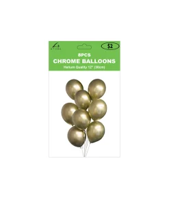 Gold Chrome Latex Balloons 12inch 8pk