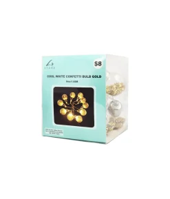 Gold Confetti Bulb Cool White Lights 1.65m