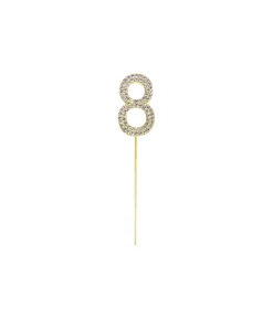 Gold Diamond Cake Topper Number 8