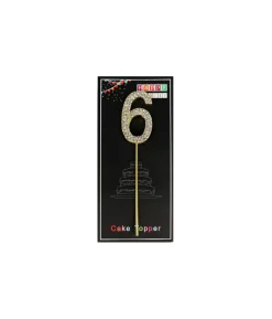 Gold Diamond Cake Topper Number 6