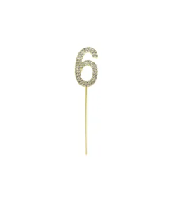 Gold Diamond Cake Topper Number 6
