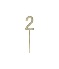 Gold Diamond Cake Topper Number 2