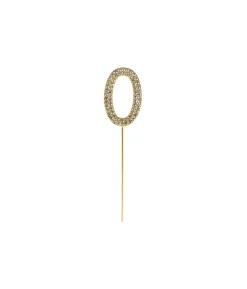 Gold Diamond Cake Topper Number 0