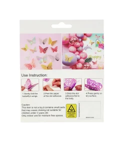 Gold 3D Paper Butterfly with Glue 12pc