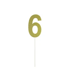Gold Glitter Cake Topper Number 6