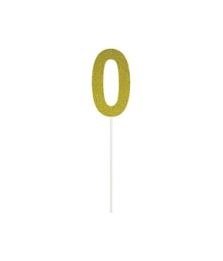 Gold Glitter Cake Topper Number 0