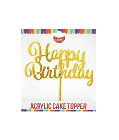 Gold Glitter Happy Birthday Acrylic