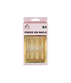 Gold Glitter Press On Nails 24pc