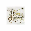 Gold Happy Birthday Large Paper Napkins 20pc