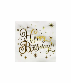 Gold Happy Birthday Large Paper Napkins 20pc