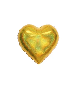 Gold Holo Glitter Heart Foil Balloon 18in