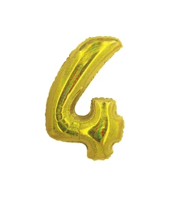 Gold Holographic Foil Number Balloon 4
