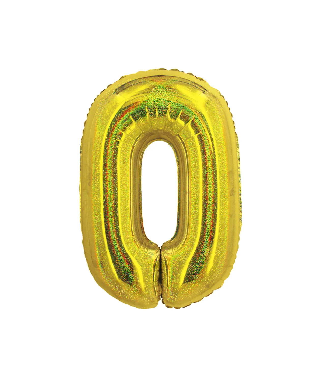 Gold Holographic Foil Number Balloon 0