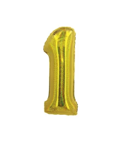 Gold Holographic Foil Number Balloon 1