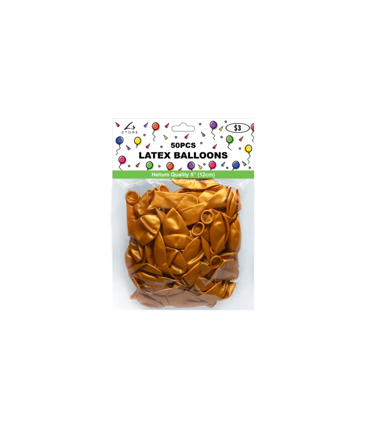 Gold Latex Plain Balloons 5inch 50pk
