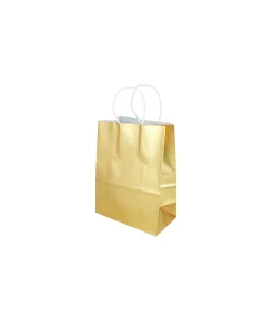 Gold Matte Small Paper Bags 21cm 4pk