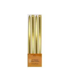 Gold Metallic Taper Candles 4pk