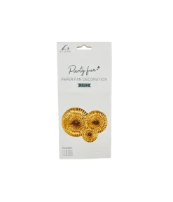 Gold Paper Fan Decoration Kit 3pc