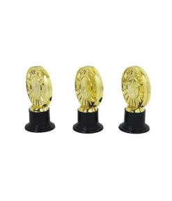 Gold Plastics Circle Trophy Set 3pcs