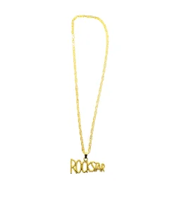 Gold Rock Star Metal Bling Necklace 70cm