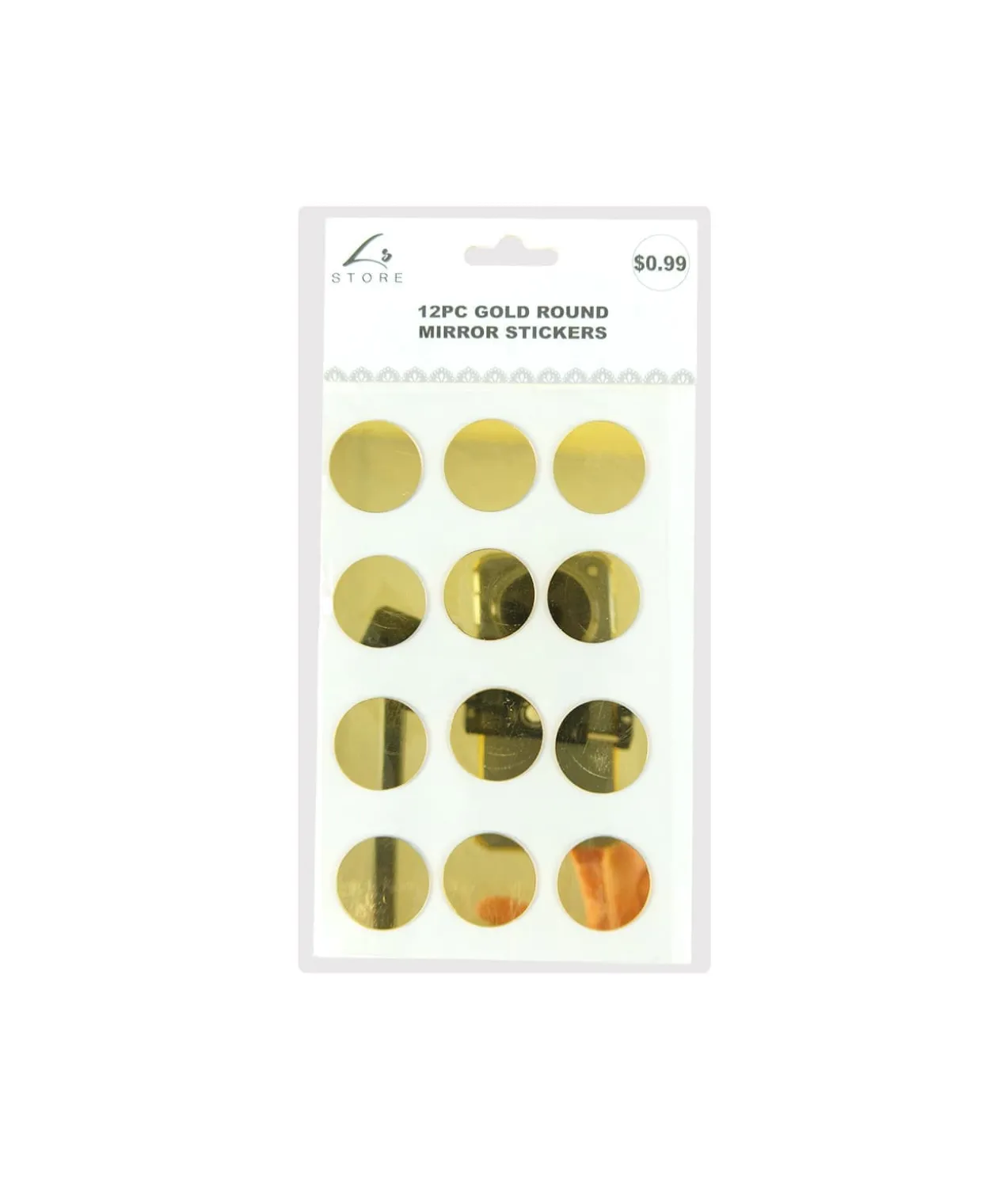 Gold Round Mirror stickers 19.5x10cm 12pc