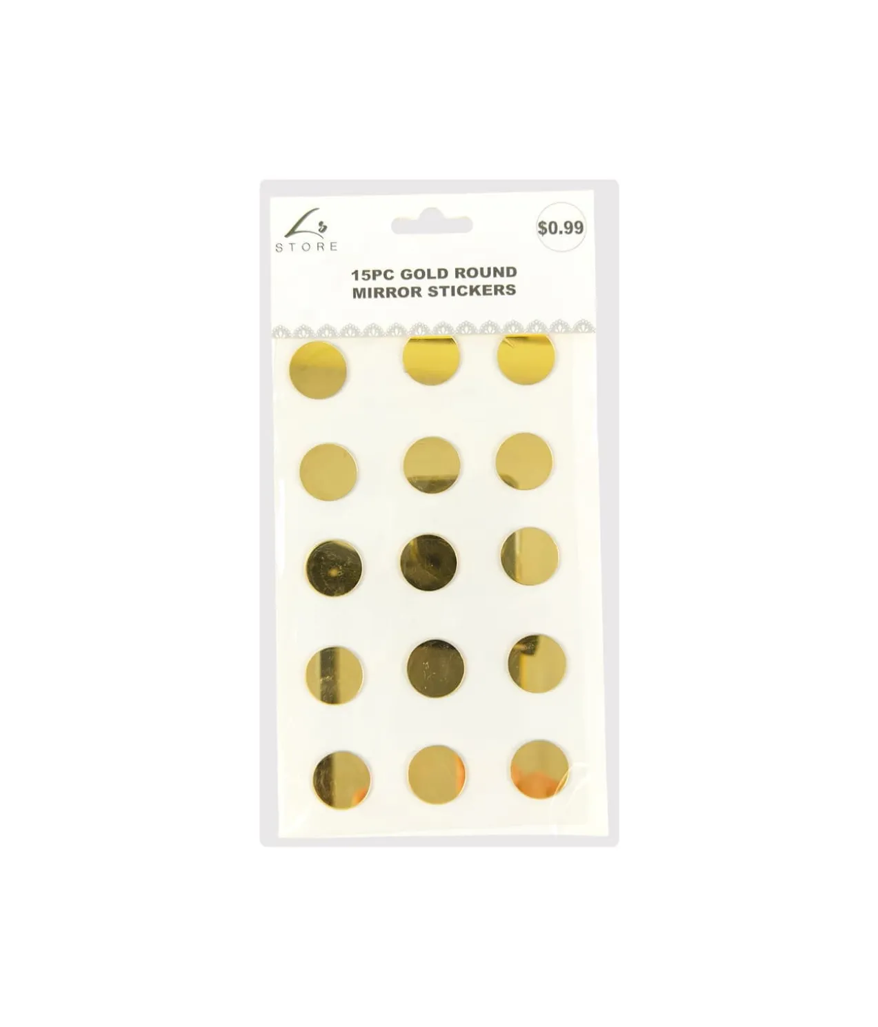 Gold Round Mirror stickers 19.5x10cm 15pc