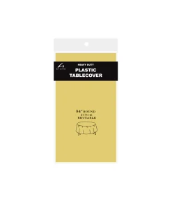 Gold Round Plastic Tablecover 213x213cm