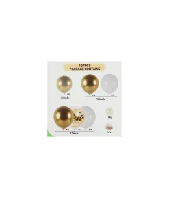 Gold & White Balloon Garland Kit 127pc