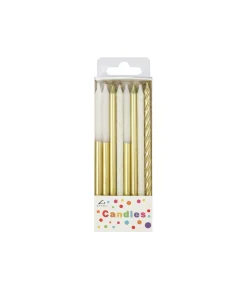 Gold & White Metallic Candles 24pk