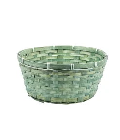 Green Bamboo Round Basket 27x12cm