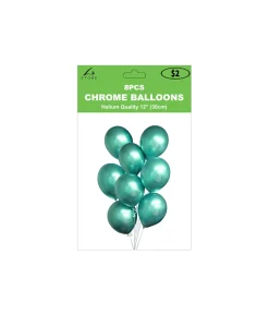 Green Chrome Latex Balloons 12inch 8pk