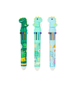 Green Dinosaur Multicolor Pen 10 colors Assorted
