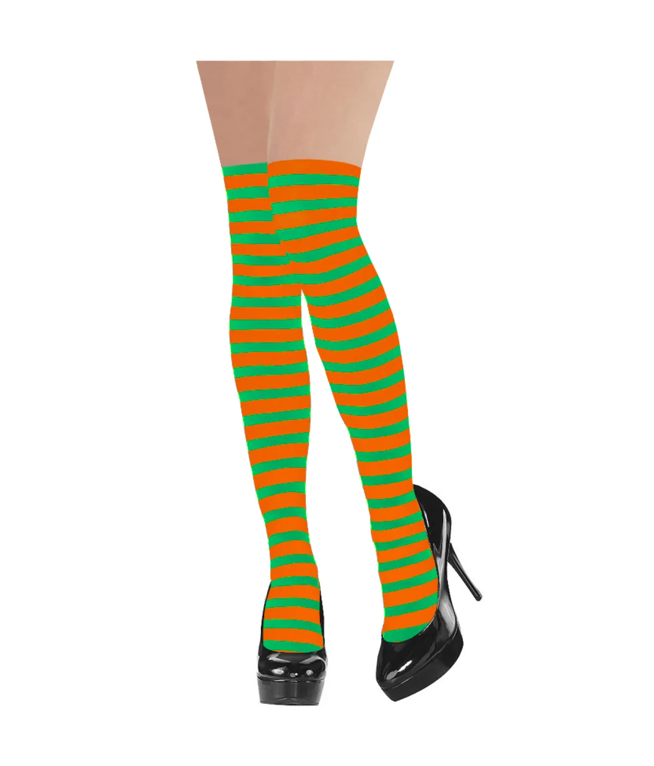 Green & Orange Stripes Party Stockings