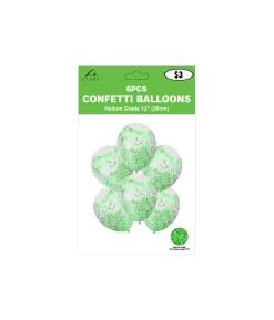 Green Star Confetti Balloon 12inch 6pk