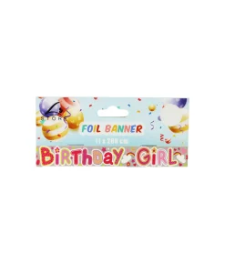 Grey Birthday Girl Foil Banner 11 x 260 cm