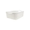 Grey Plastic Rattan Basket 29×22.5x12cm