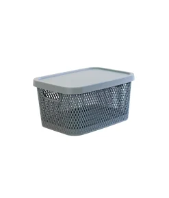 Grey Plastic Storage Basket with Lid 23x16x10 cm