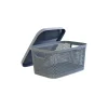 Grey Plastic Storage Basket with Lid 33x23x16 cm