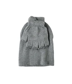 Grey Polyester Beanie & Fingerless Glove Set