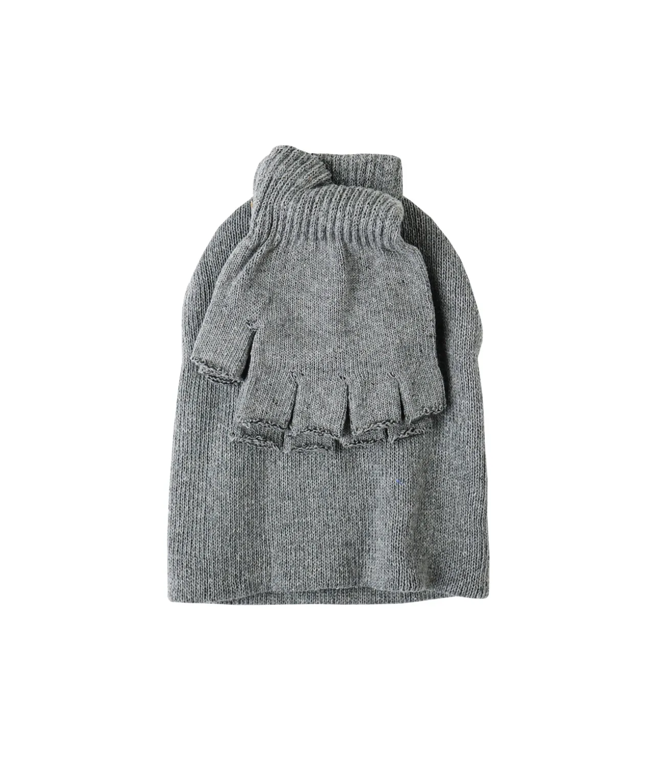 Grey Polyester Beanie & Fingerless Glove Set