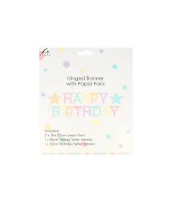 Happy Birthday Banner With Paper Fans