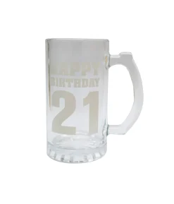 Happy Birthday 21 Beer Glass Mug