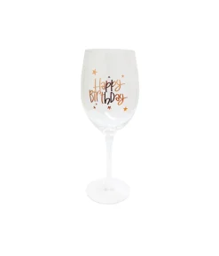 Happy Birthday Clear Stem Wine Glass