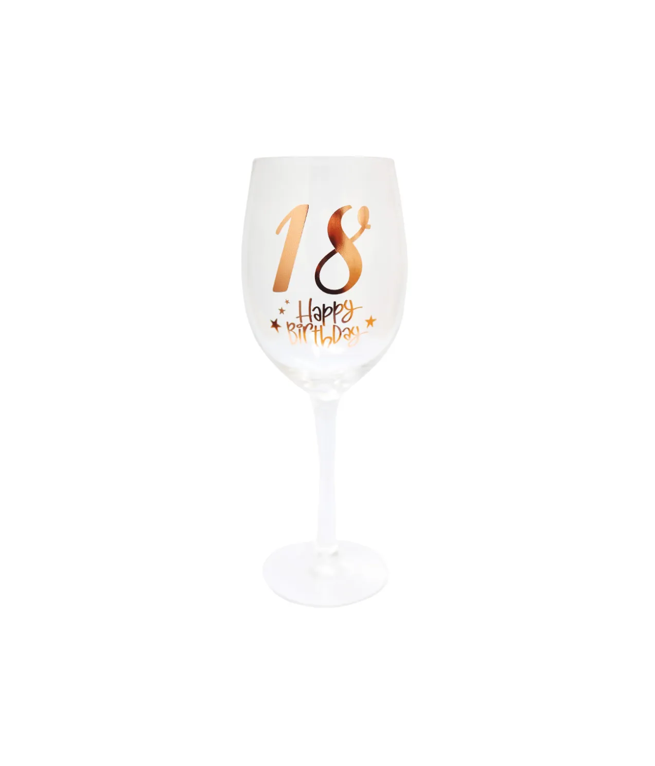 18 Happy Birthday Clear Stem Wine Glass
