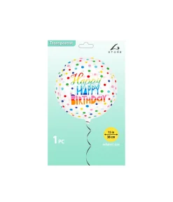 Happy Birthday Transparent Sphere Balloon 15in
