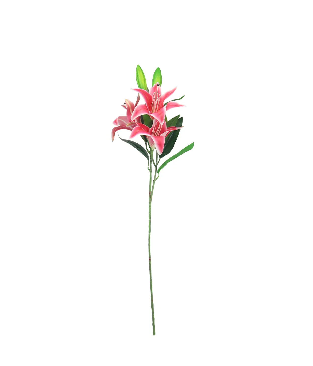 3 Head Hot Pink Lily Stem 82cm