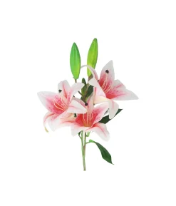 3 Head Light Pink Lily Stem 82cm